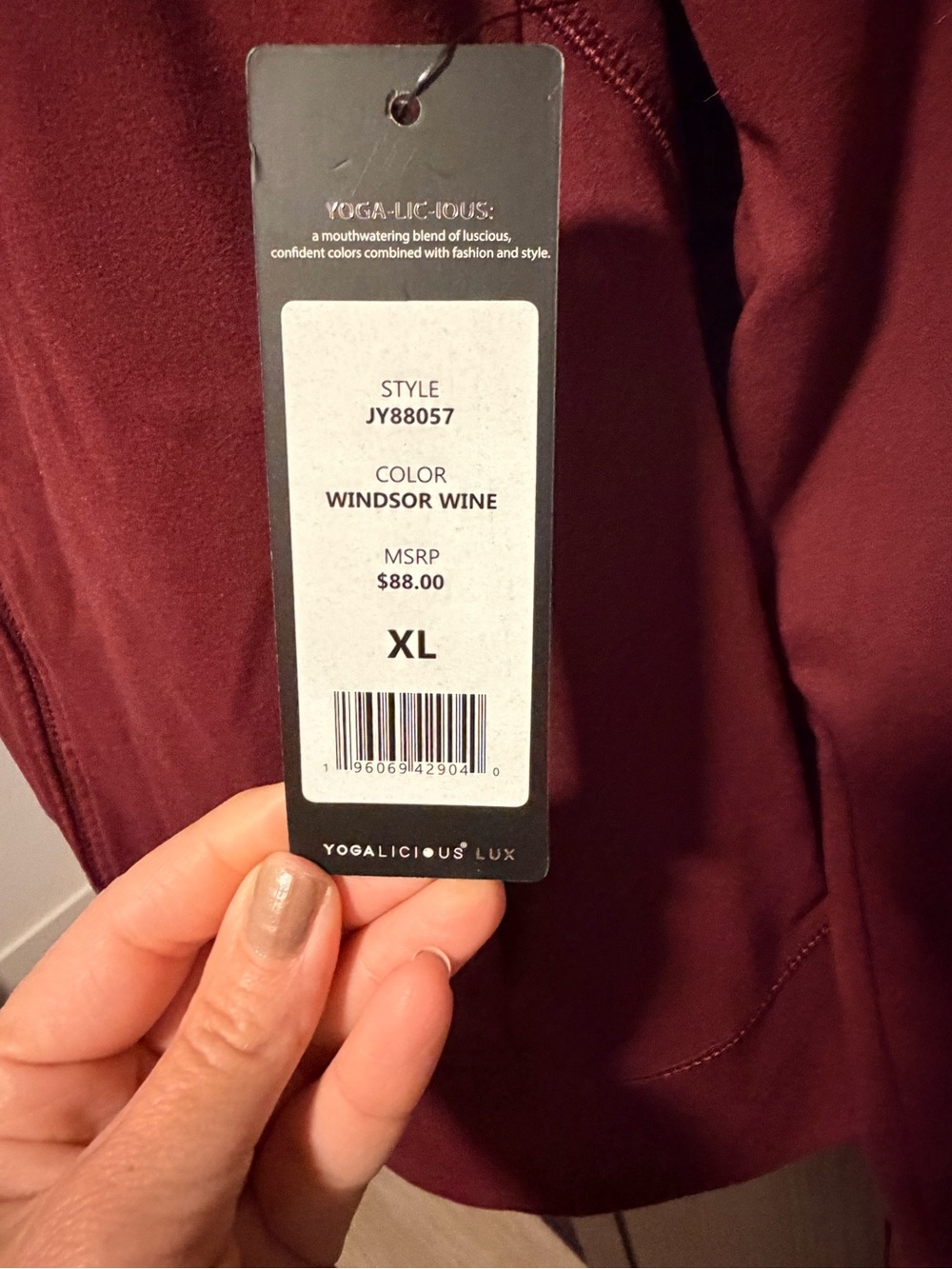 NWT Yogalicious Lux Windsor Wine Full Zip Jacket size XL MSRP $88 - Picture 7 of 10